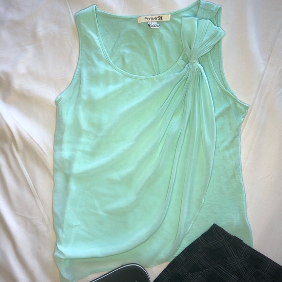 Forever 21 Pale Teal top with Ruffle overlay. - Picture 2 of 8
